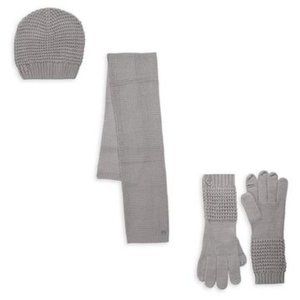 Calvin Klein Waffle Knit Hat, Scarf & Gloves